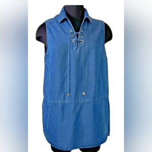 Jones New York 100% Lyocell Sleeveless Chambray Jean Top Size L